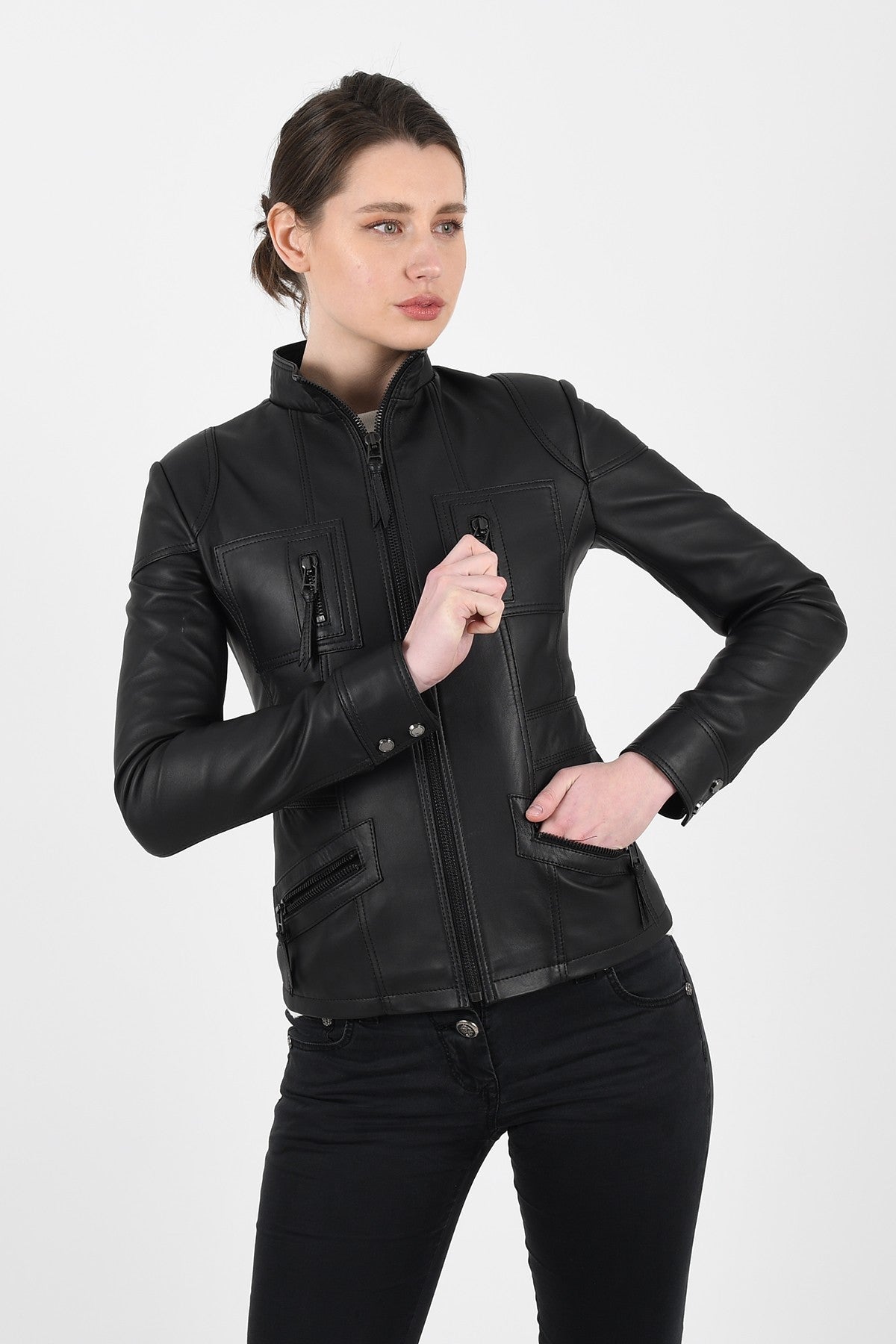 Melody Fit Kesim Hakiki Deri Ceket Kadın